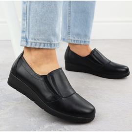 Zapatos de cuero para mujeres en rodajas resbaladas Black Sabatina Jhy203 negro 5