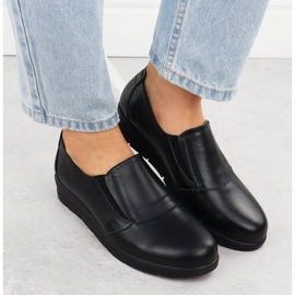 Zapatos de cuero para mujeres en rodajas resbaladas Black Sabatina Jhy203 negro 6