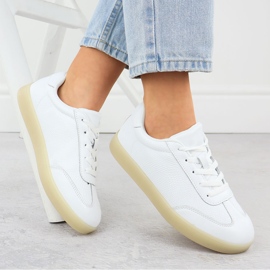 Zapatos deportivos de cuero para mujeres perfo-blancos Sergio Leone SP-118 4