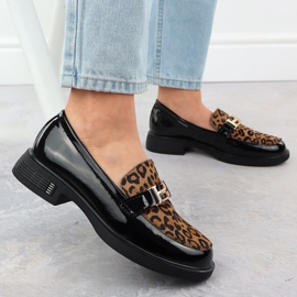 Zapatos de cuero con estampado de leopardo retrasado lacado negro vinceza 66790 6