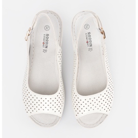 Goodin Sandalias de cuña de trabajo de pura blanco 2
