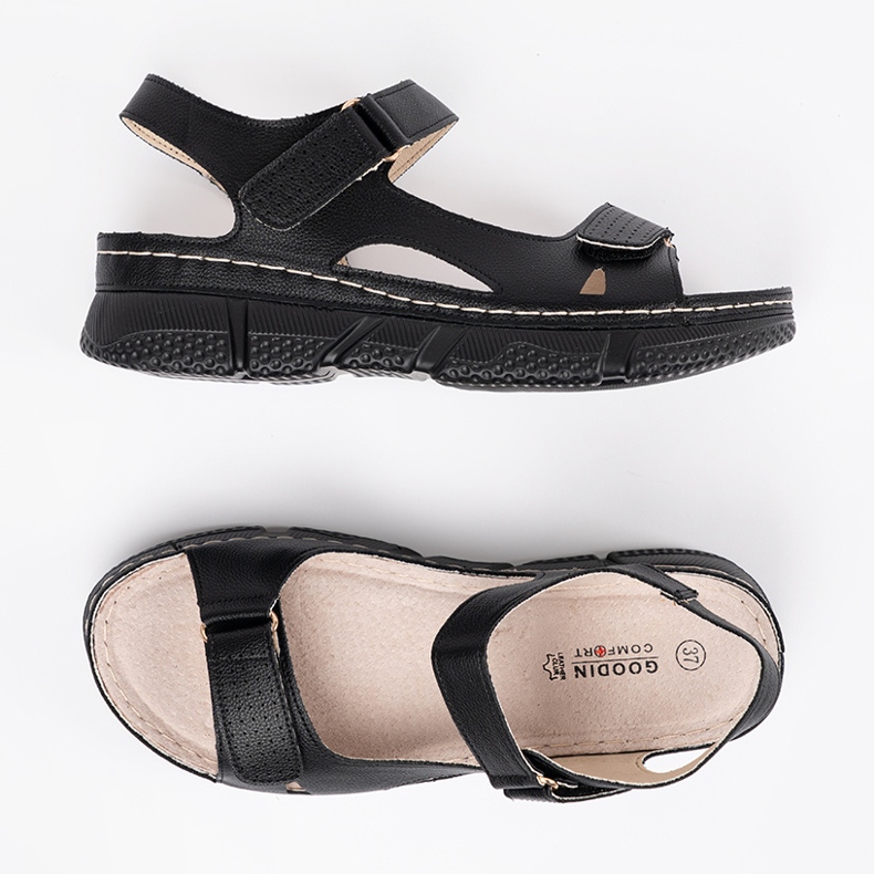 Goodin Sandalias de mujeres clásicas negras negro 2