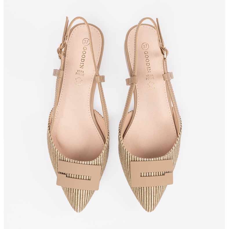 Goodin Sandalias de topo con un talón abierto beige 2 Goodin Sandalias de topo con un talón abierto beige 2