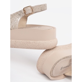 Goodin Sandalias planas con decoración de topo beige 1