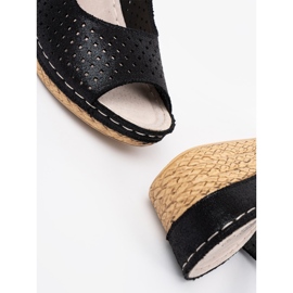 Goodin Sandalias de cuña de obra abierta negra negro 2