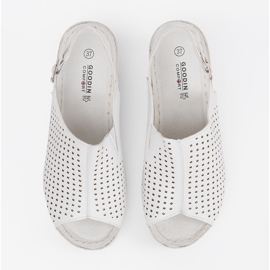 Goodin Sandalias blancas en la cuña blanco 2