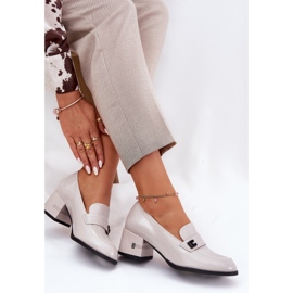 Zapatos de cuero pintados con tacones grises Vinceza 18105 7