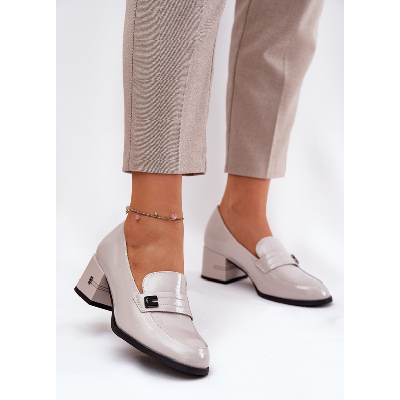 Zapatos de cuero pintados con tacones grises Vinceza 18105 2 Zapatos de cuero pintados con tacones grises Vinceza 18105 2