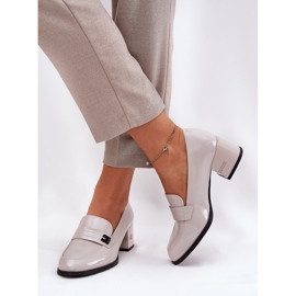 Zapatos de cuero pintados con tacones grises Vinceza 18105 5