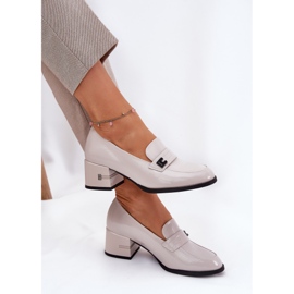 Zapatos de cuero pintados con tacones grises Vinceza 18105 6