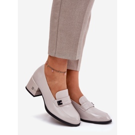 Zapatos de cuero pintados con tacones grises Vinceza 18105 1 Zapatos de cuero pintados con tacones grises Vinceza 18105 1