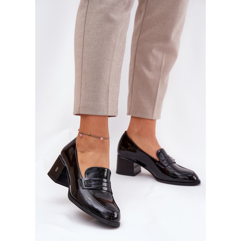 Zapatos de cuero pintados con tacones negros Vinceza 18105 2