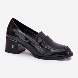 Zapatos de cuero pintados con tacones negros Vinceza 18105 4