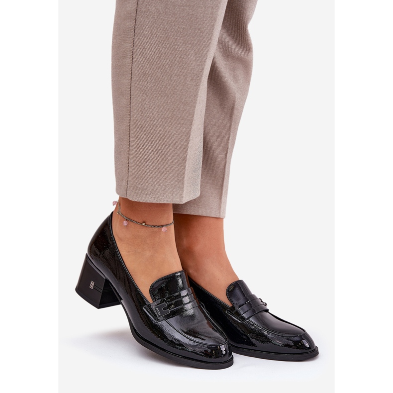 Zapatos de cuero pintados con tacones negros Vinceza 18105 1