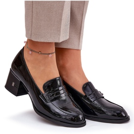 Zapatos de cuero pintados con tacones negros Vinceza 18105 8