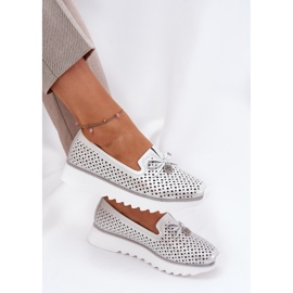 S.Barski Zapatos de mujer de cuero para mujeres hechos de cuero natural LR51-631 Plata 6