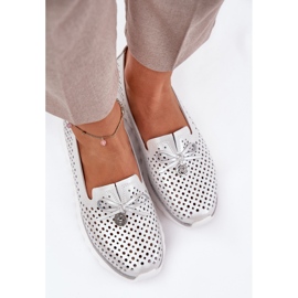 S.Barski Zapatos de mujer de cuero para mujeres hechos de cuero natural LR51-631 Plata 5
