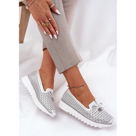S.Barski Zapatos de mujer de cuero para mujeres hechos de cuero natural LR51-631 Plata 7