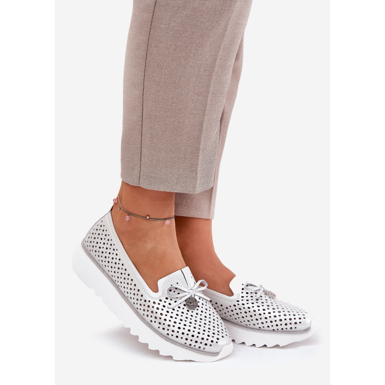 S.Barski Zapatos de mujer de cuero para mujeres hechos de cuero natural LR51-631 Plata 1