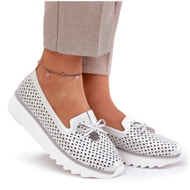S.Barski Zapatos de mujer de cuero para mujeres hechos de cuero natural LR51-631 Plata 9
