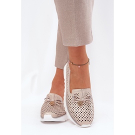 S.Barski Zapatos de mujer de cuero para mujeres hechos de cuero natural LR51-631 PLN dorado 3