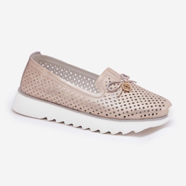 S.Barski Zapatos de mujer de cuero para mujeres hechos de cuero natural LR51-631 PLN dorado 4