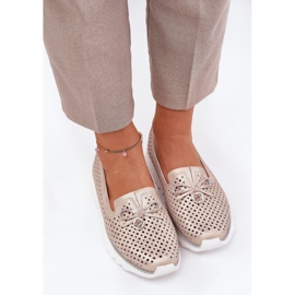 S.Barski Zapatos de mujer de cuero para mujeres hechos de cuero natural LR51-631 PLN dorado 5