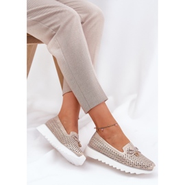 S.Barski Zapatos de mujer de cuero para mujeres hechos de cuero natural LR51-631 PLN dorado 7
