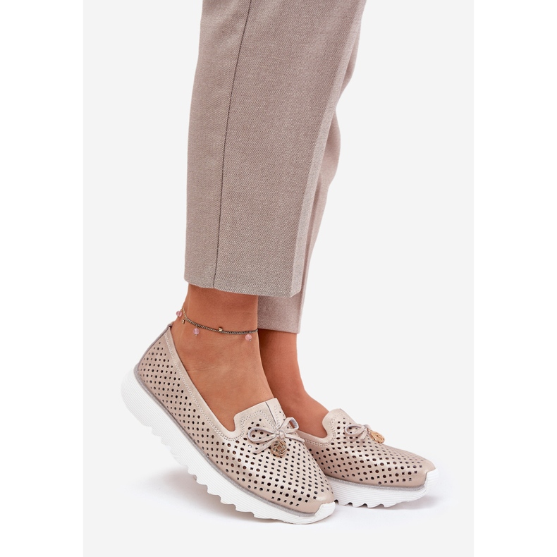 S.Barski Zapatos de mujer de cuero para mujeres hechos de cuero natural LR51-631 PLN dorado 1