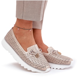 S.Barski Zapatos de mujer de cuero para mujeres hechos de cuero natural LR51-631 PLN dorado 8