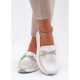 Mocasines de cuero para mujeres S.Barski GR51-598 Pearl plata 3