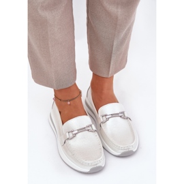 Mocasines de cuero para mujeres S.Barski GR51-598 Pearl plata 5