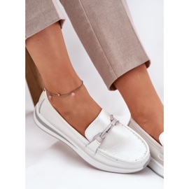 Mocasines de cuero para mujeres S.Barski GR51-598 Pearl plata 7