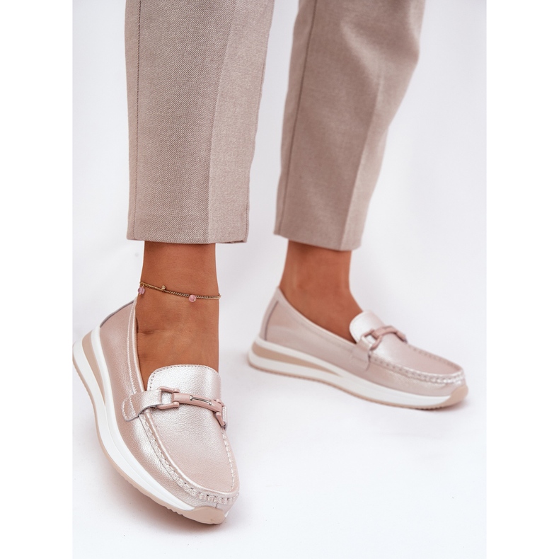 S.Barski Mocasines de cuero para mujeres S. Barski GR51-598 Pearl Pink rosa 2