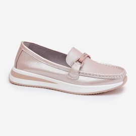 S.Barski Mocasines de cuero para mujeres S. Barski GR51-598 Pearl Pink rosado 4