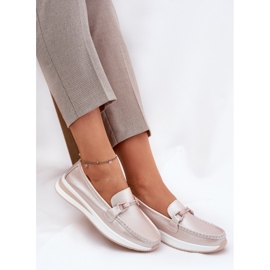 S.Barski Mocasines de cuero para mujeres S. Barski GR51-598 Pearl Pink rosado 6