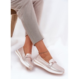 S.Barski Mocasines de cuero para mujeres S. Barski GR51-598 Pearl Pink rosado 7