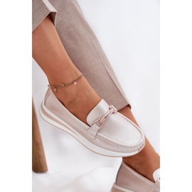 S.Barski Mocasines de cuero para mujeres S. Barski GR51-598 Pearl Pink rosado 8