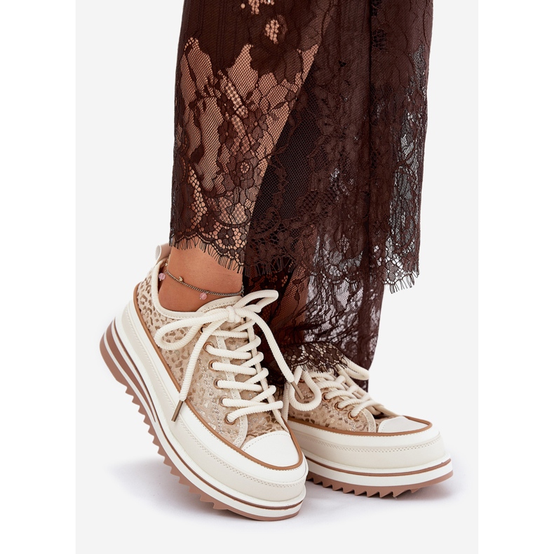 S.Barski Zapatillas para mujeres en una plataforma masiva S. Barski BF51-101 beige 1