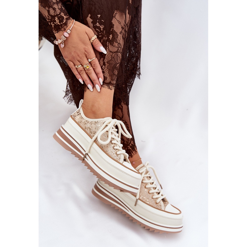 S.Barski Zapatillas para mujeres en una plataforma masiva S. Barski BF51-101 beige 2