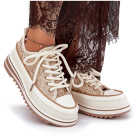 S.Barski Zapatillas para mujeres en una plataforma masiva S. Barski BF51-101 beige 12