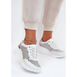 Zapatillas deportivas de cuero zapatillas de zapatillas en Wedge S.barski LR51-641 White blanco 2