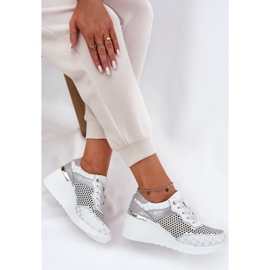 Zapatillas deportivas de cuero zapatillas de zapatillas en Wedge S.barski LR51-641 White blanco 7