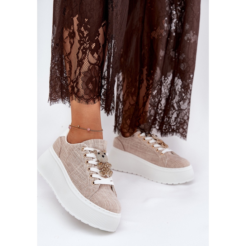 Zapatillas de deporte en la plataforma con un PINS Bear S.Barski BF51-014 Beige 2
