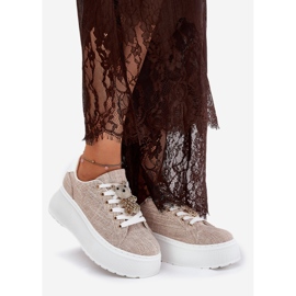 Zapatillas de deporte en la plataforma con un PINS Bear S.Barski BF51-014 Beige 1