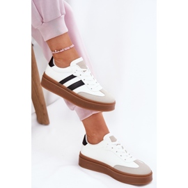 Evento Zapatillas de deporte para mujeres en la plataforma con cuero ecológico blanco 7