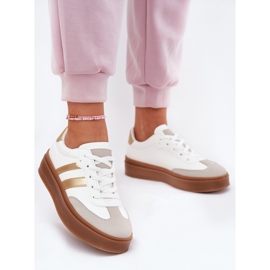 Evento Zapatillas para mujeres en la plataforma con cuero ecológico blanco y oro 2 Evento Zapatillas para mujeres en la plataforma con cuero ecológico blanco y oro 2