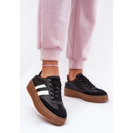 Evento Zapatillas de deporte para mujeres en la plataforma con cuero ecológico negro 2