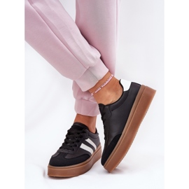 Evento Zapatillas de deporte para mujeres en la plataforma con cuero ecológico negro 3