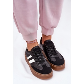 Evento Zapatillas de deporte para mujeres en la plataforma con cuero ecológico negro 5